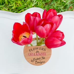 Personalized Mother’s Day Mason Jar Lid Flower Holder | Picked Flower Holder | Custom Gift for Mom | Mommy’s Flowers | Flowers for Grandma |
