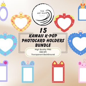 Kawaii K-Pop Photocard Holders Bundle, 15 Sublimation PNG, Cricut Silhouette Graphics, Vibrant Clipart Designs, Fanchant, Commercial Use