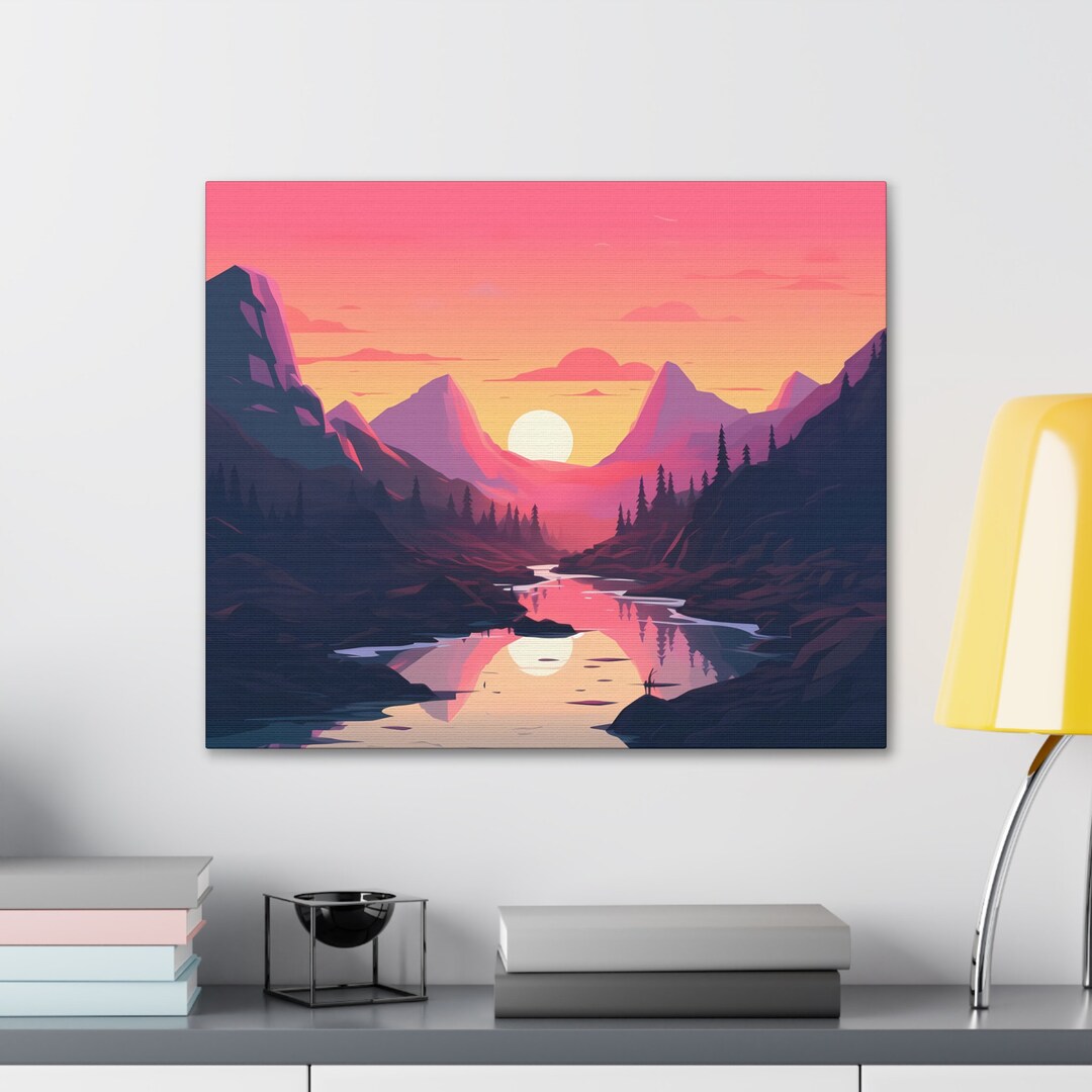 Sunset Mountain Landscape Print on Canvas, Nature Artwork, Home Decor ...