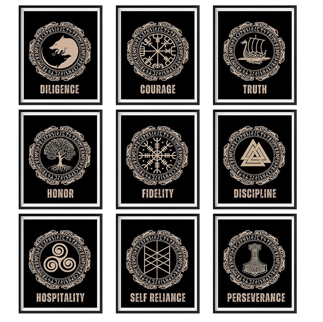 Set of 9 Decor Viking Decor Norse Decor, Viking Wall Decor, Vikings