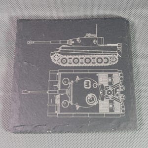 Tiger Blueprint Slate Coaster