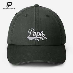 Custom Papa Embroidered Hat, Personalised Papa Hat with Est Year, New Papa To Be Hat, Vintage Dad Baseball Cap, Father's Day Gift For Him