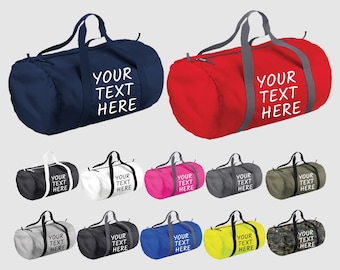 Custom Gym Barrel Bag, Personalised Text Sport Bag, Men Gym Workout Packaway Barrel Bag, Family Picnic Party Storage Duffle Bag, Custom Gift