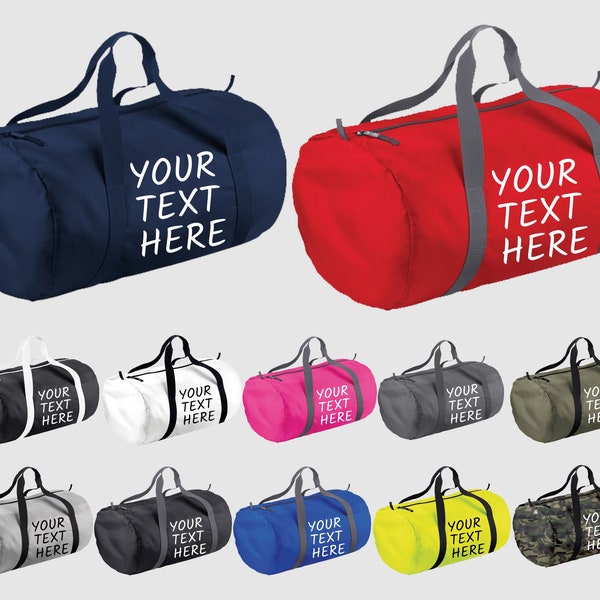 Custom Gym Barrel Bag, Personalised Text Sport Bag, Men Gym Workout Packaway Barrel Bag, Family Picnic Party Storage Duffle Bag, Custom Gift