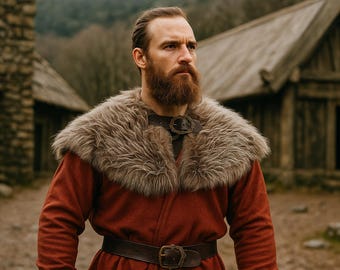 Viking Fur Shoulder Mantle, Knight Faux Fur Cape, Viking Fur Mantle, Medieval Warrior Shoulder Cape, Renaissance LARP Costume Accessory