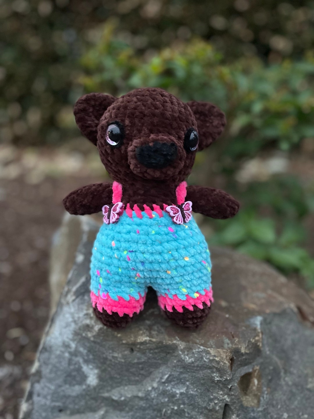 Cute Bear Decor Denim Overalls Shorts