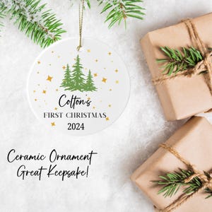 Personalized Baby&#39;s First Christmas ornament, babys first christmas Custom, ceramic, newborn ornaments, keepsake, newborn gift