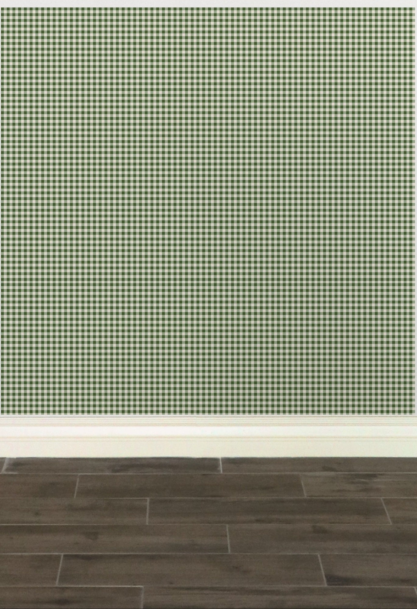 Heritage Gingham Removable Wallpaper Cut Grass Dark Green Gingham