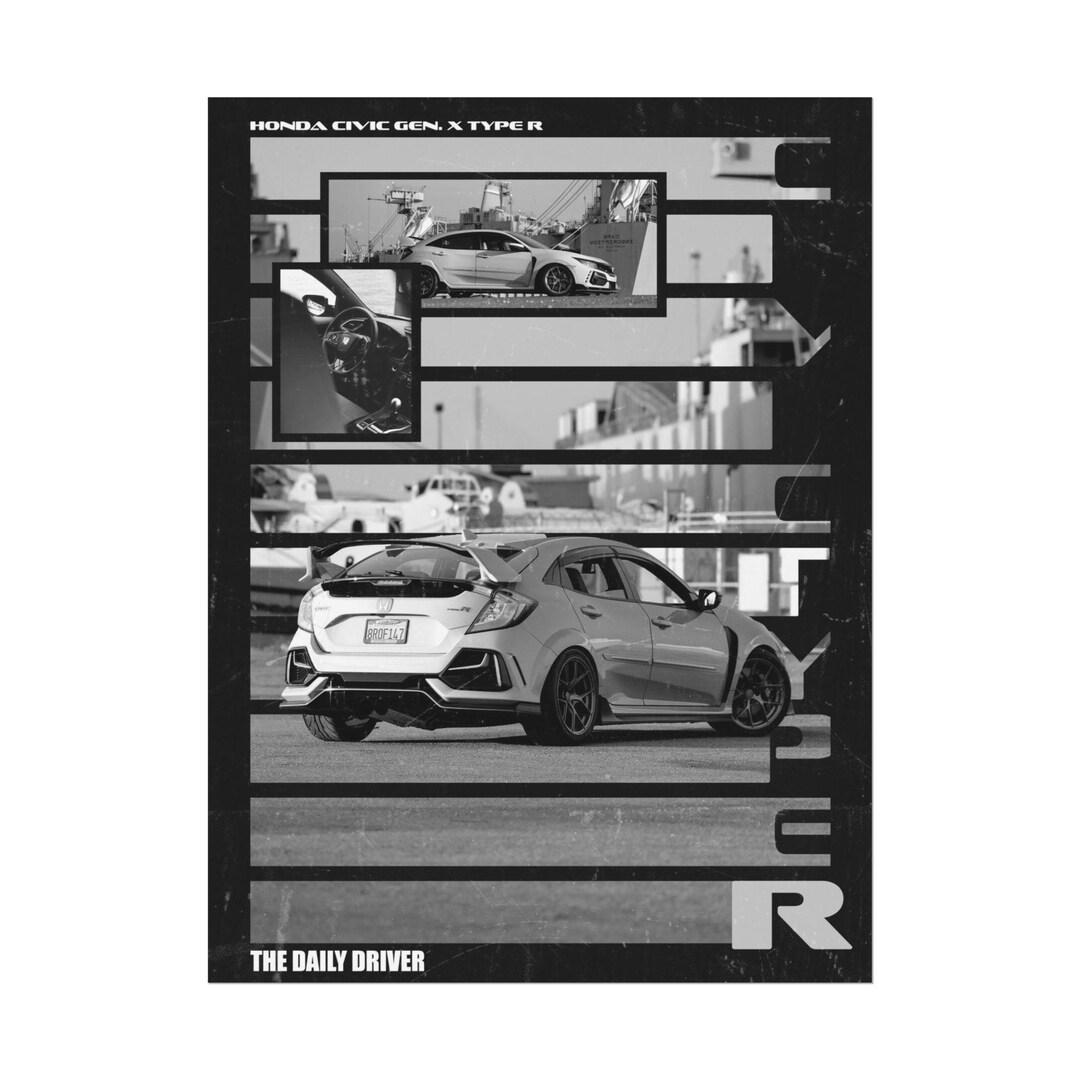Car Poster - Civic Type R (b&w) - Etsy