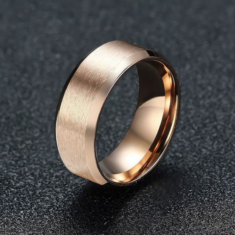 8MM Wide Stainless Steel Wedding Bands Couple Rings Promise Etsy