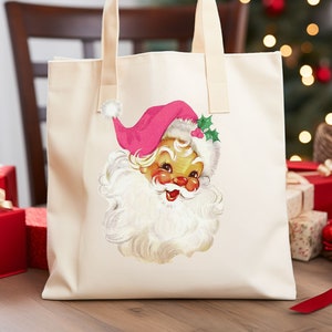 Santa Claus Cotton Canvas Tote Bag