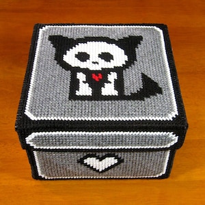 記念品ボックス Skelanimal 猫キット ヘザーグレーと暗闇で光る