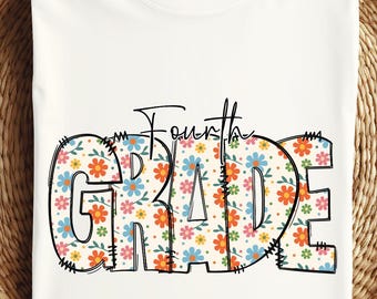 Fourth grade teacher png, 4th grade shirt design, coquette teacher png, back to school png, teacher gift, cute teacher design