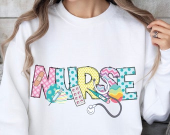 Easter Nurse PNG, Cute Nurse Easter Shirt Design, Pastel Nurse Sublimation File, Medical Easter PNG Download
