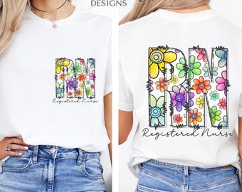 RN Floreale PNG, Infermiera Registrata PNG, Design Maglietta Infermiera, Regalo Floreale per Infermiera, Sublimazione Vita da Infermiera, Design Carino Infermiera PNG