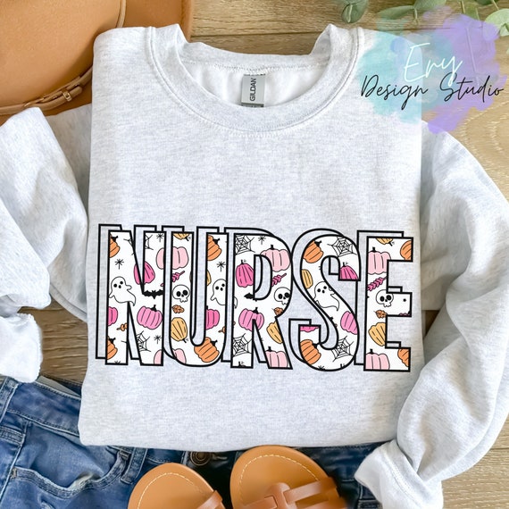 Nurse Halloween PNG, Cute Ghost Pumpkin Nurse Design, Spooky Nurse Sublimation, Fall Nurse Shirt Design, Nurse Life PNG, Medical Halloween