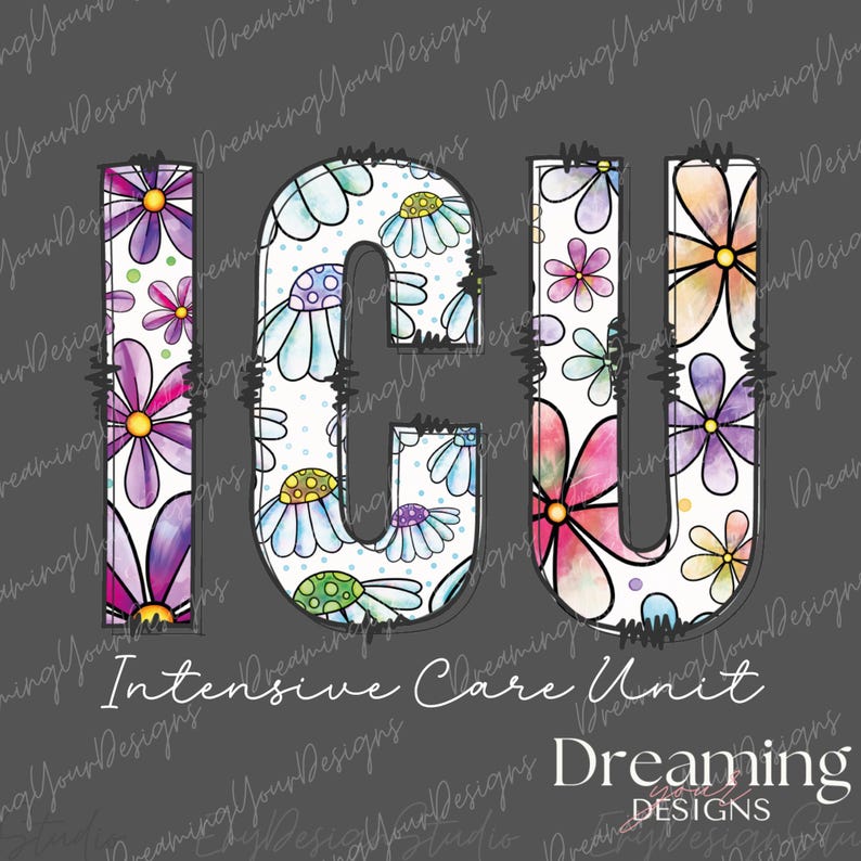 ICU Nurse Png, ICU Floral Png, Intensive Care Unit Nurse Shirt Design ...