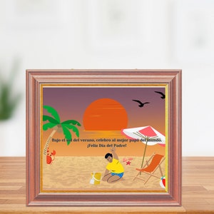 Fathers Day Spanish Card, Beach Theme, Feliz Dia Del Padre Espanol.