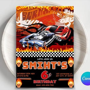 Hot Wheels Birthday Invitation: Race Cars Template (Digital Download)
