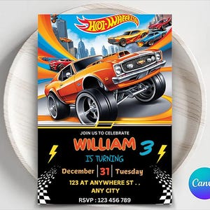 Editable Hot Wheels Birthday Invitation Template (Digital Download)