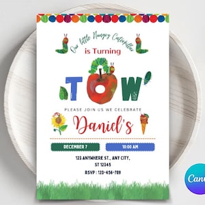 Very Hungry Caterpillar Birthday Invitation: Editable Party Decor (Digital)