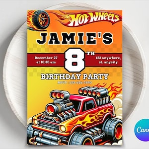 Hot Wheels Birthday Invitation: Editable Race Car Template (Digital)