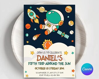 Editable Space Birthday Invitation: Galaxy Astronaut Party (Digital Download)