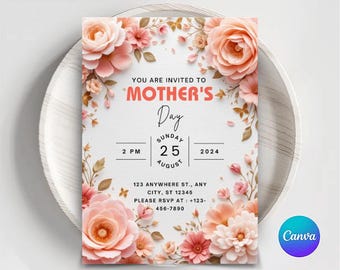 Floral Mother's Day Brunch Invitation Template (Digital Download)