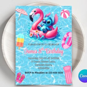 Convite de aniversário com ponto cruz, convite com ponto cruz e anjo, convite para festa com ponto cruz, modelo digital editável para impressão no Canva para download