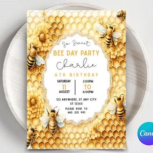 Bee Birthday Invitation: Sweet To Bee Party, Kids (Digital Download, 5x7&quot; PDF