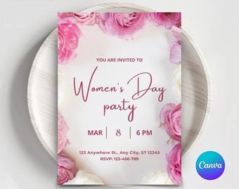 Women's Day Invitation: Ladies Brunch, Floral Design (Digital Invitation)