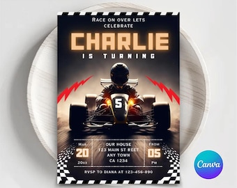 Go Kart Birthday Invitation: Racing Party Invite (Digital Download)