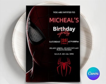 Editable Spiderman Birthday Invitation Template (Digital Download)