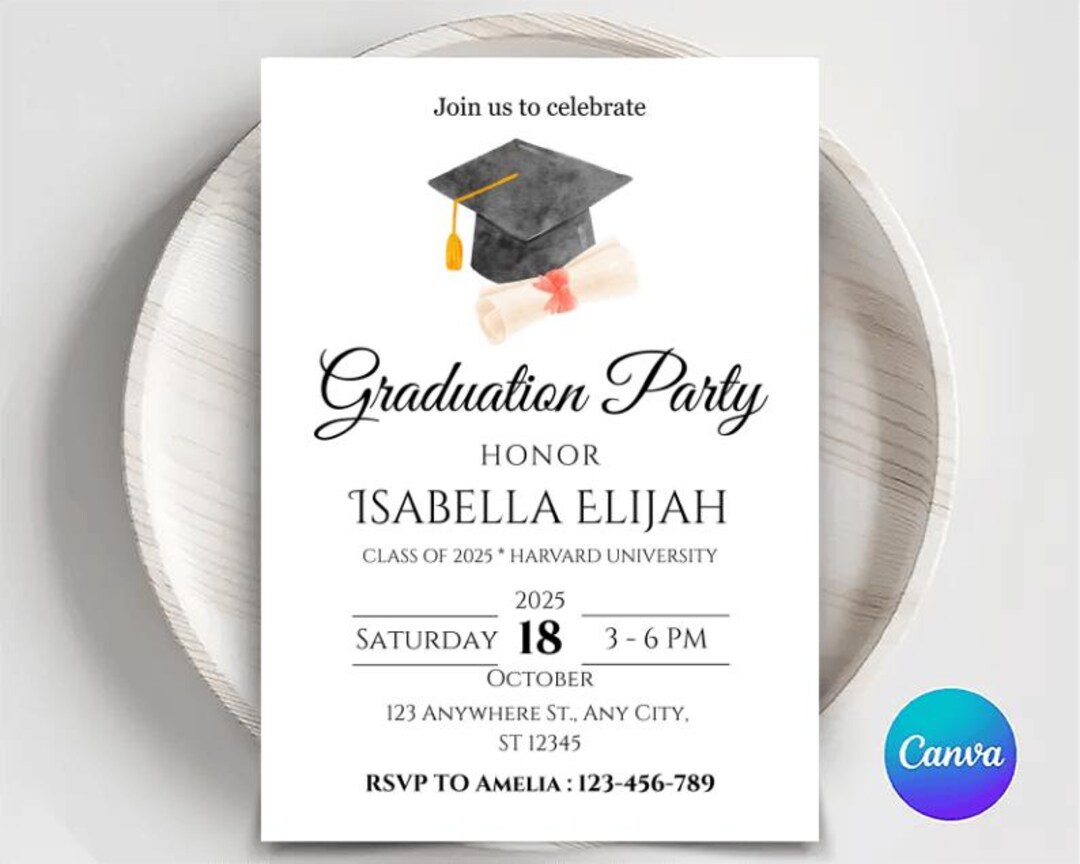 Graduation Party Invitation Template: DIY 5x7 Canva Invite (digital ...