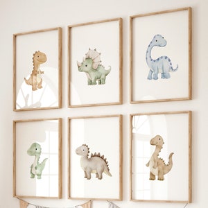 Dinosaur Nursery Prints: Set of 6 Dino Theme Wall Art (Digital Prints)