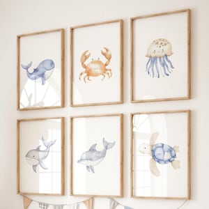 Ocean Animal  Prints: Sea Nursery Decor (Set of 6) (Digital Download)