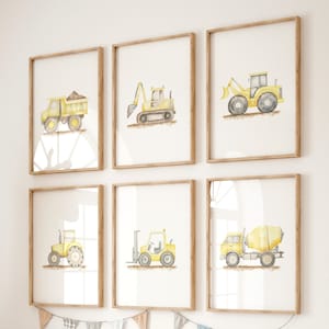 Construction Truck  Prints: Boy Nursery Decor (Set of 6) (Digital Download)