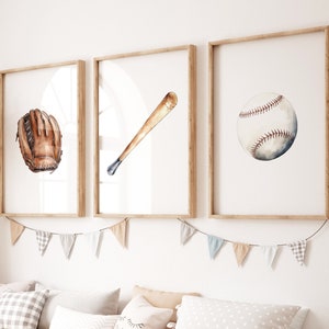 Baseball Nursery Prints: Set of 3, Sports Wall Art (Digital Print)