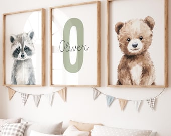 Custom Woodland Nursery Prints: Personalized Animal Art (Digital Download)