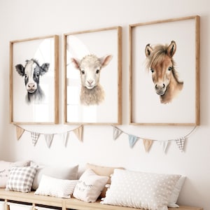 Farm Nursery Wall Art | Set of 3 Prints | Farm Nursery Prints | Digital Print | Farm Animal Prints | Farm Nursery Wall Art | Kids Wall Decor