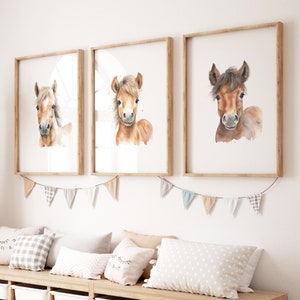 Cute Horse Nursery Prints | Set of 3 Horse Prints | Digital Print | Horse Nursery Decor | Baby Girl Nursery Decor | Baby Girl Nursery Prints