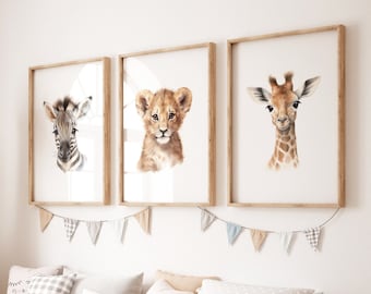 Safari Nursery Decor | Set of 3 Prints | Safari Animal Prints | Safari Nursery Art | Safari Nursery Wall Art | Jungle Nursery Decor