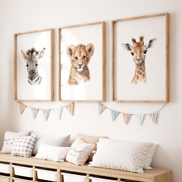 Safari Nursery Decor | Set of 3 Prints | Safari Animal Prints | Safari Nursery Art | Safari Nursery Wall Art | Jungle Nursery Decor