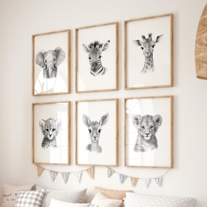 Black and White Safari Nursery Prints | Set of 6 | Safari Animal Decor | Safari Nursery Decor | Safari Nursery Animal Prints | Safari Prints