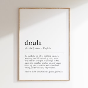 Impresión de definición de doula / Póster de doula / Regalo de doula / Decoración de pared de doula / Regalo para doula / Arte de pared de maternidad / Arte de definición / Impresión digital