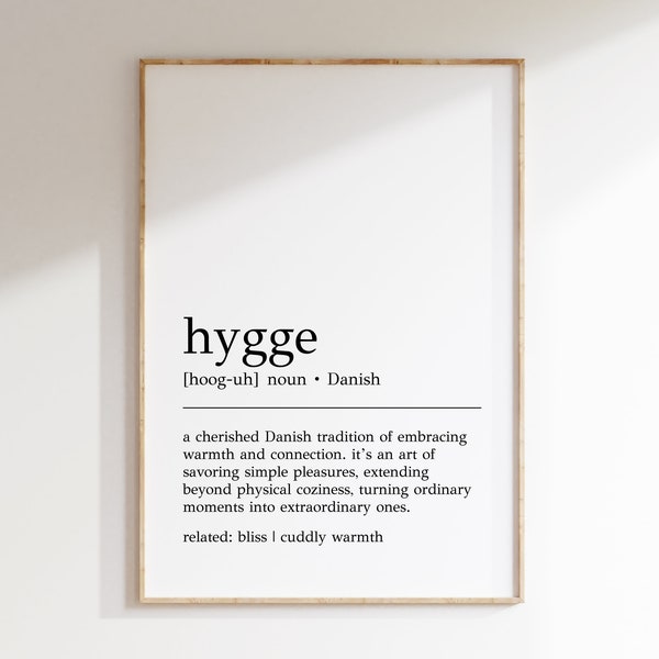 Hygge Definition Print | Hygge Wall Art | Hygge Wall Decor | Hygge Poster | Living Room Decor | Dictionary Wall Art | Digital Print