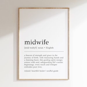 Verloskundige definitie kunstafdruk: minimalistisch kantoordecor (digitale print)