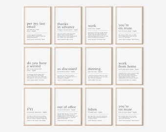 Funny Office Wall Art Prints: Modern Decor Set of 56 (Digital Download)