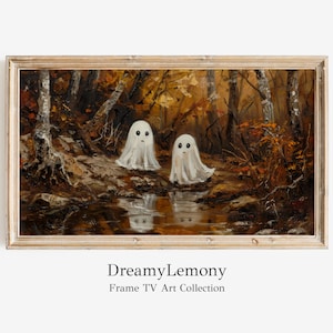 Halloween Frame TV Art: Spooky Ghosts in Autumn Landscape (Digital Download)