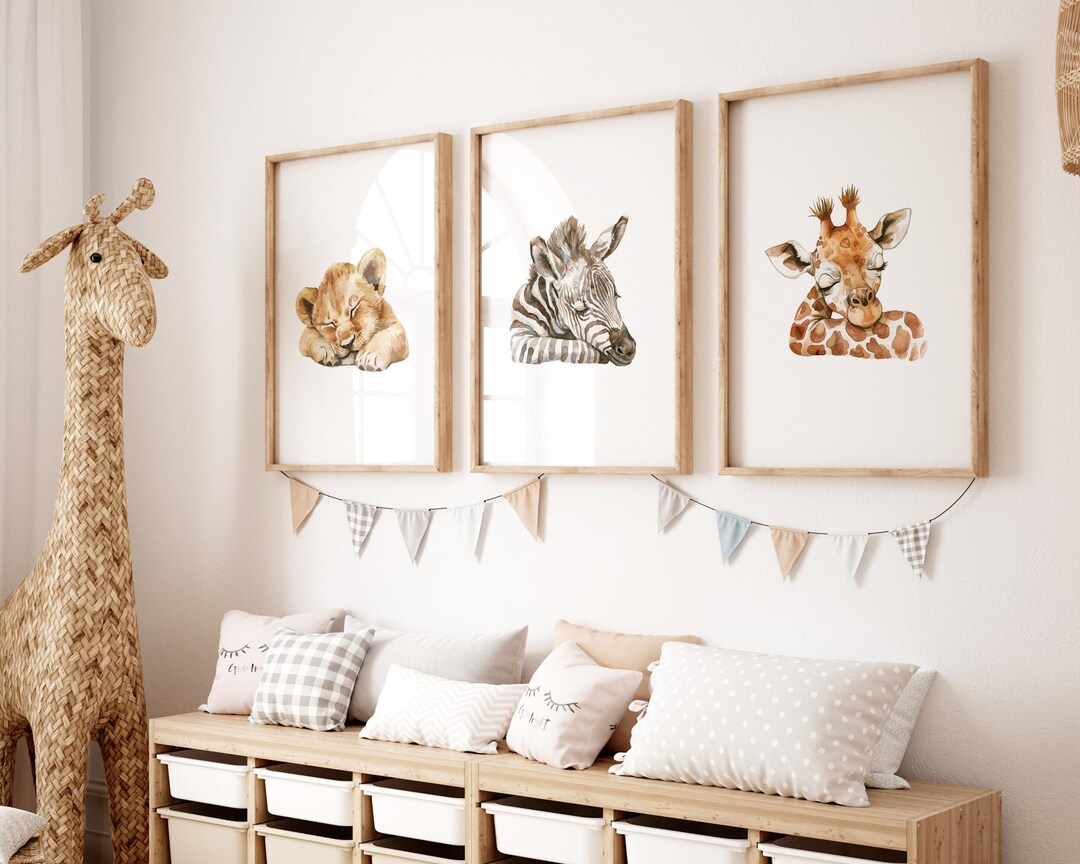 Sleeping Safari Animal Prints | Set of 3 Prints | Cute Sleeping Animals ...